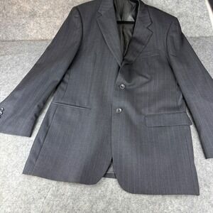 Luca Rossi Italia Mens Pinstripe Blazer Charcoal Grey Super 100s Wool Sport Coat